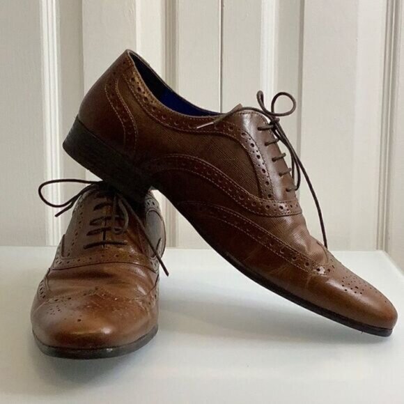 RED TAPE CARN 2 BROGUE MENS BROWN LEATHER LACE UP SHOES SIZE 9 - Picture 13 of 13
